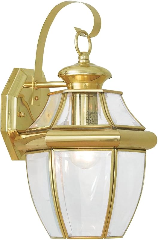 Farol pared latón pulido cristal biselado transparente