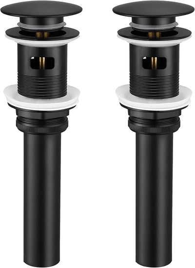 Desagüe lavabo con rebosadero tapón negro mate acero inox
