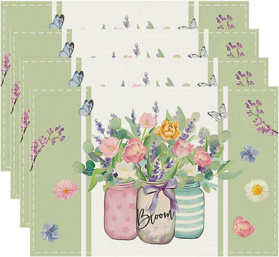 Set 4 Manteles Florales 12x18pulg Decoración Fiesta