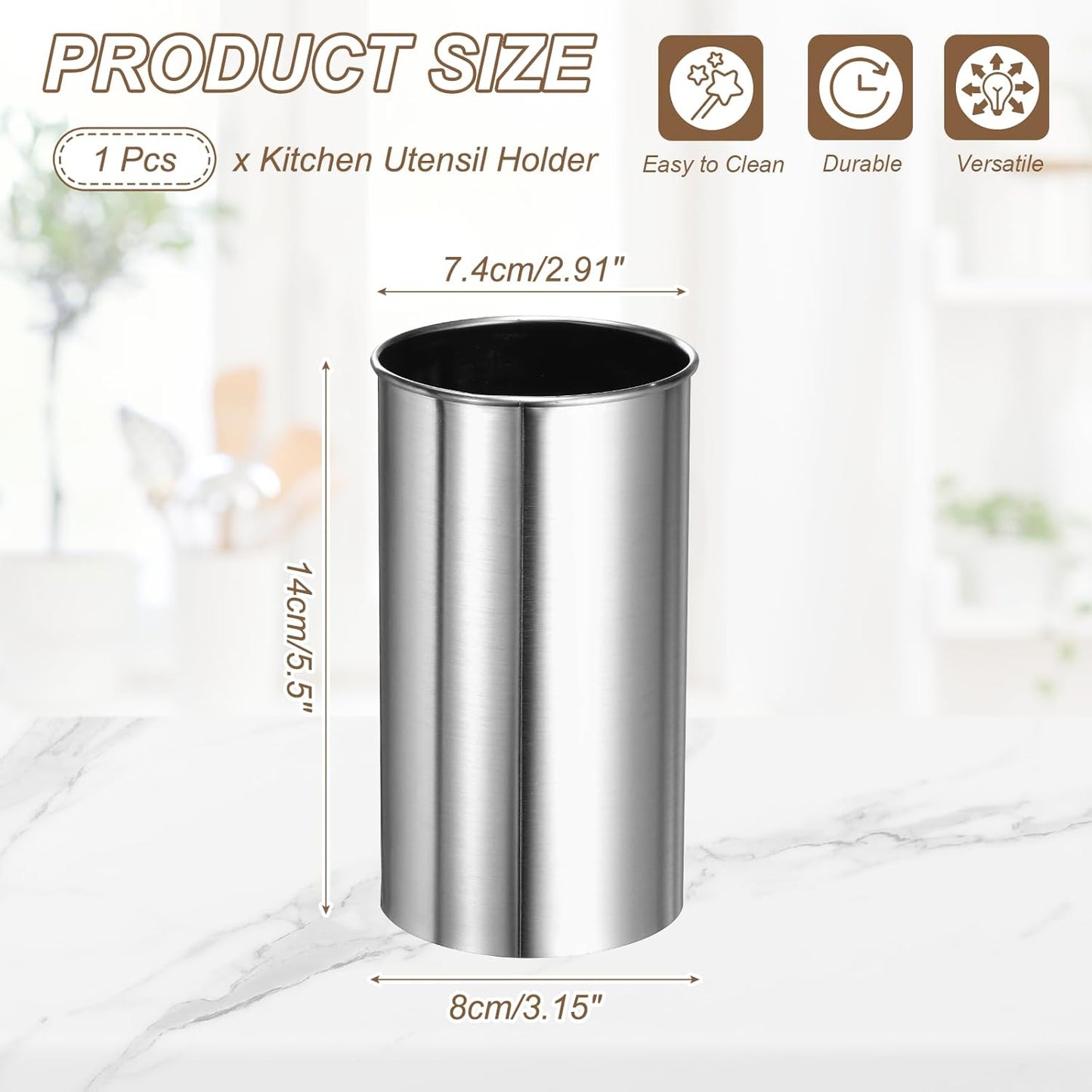 Soporte utensilios acero inox 3.1x5.5pulg organizador cocina
