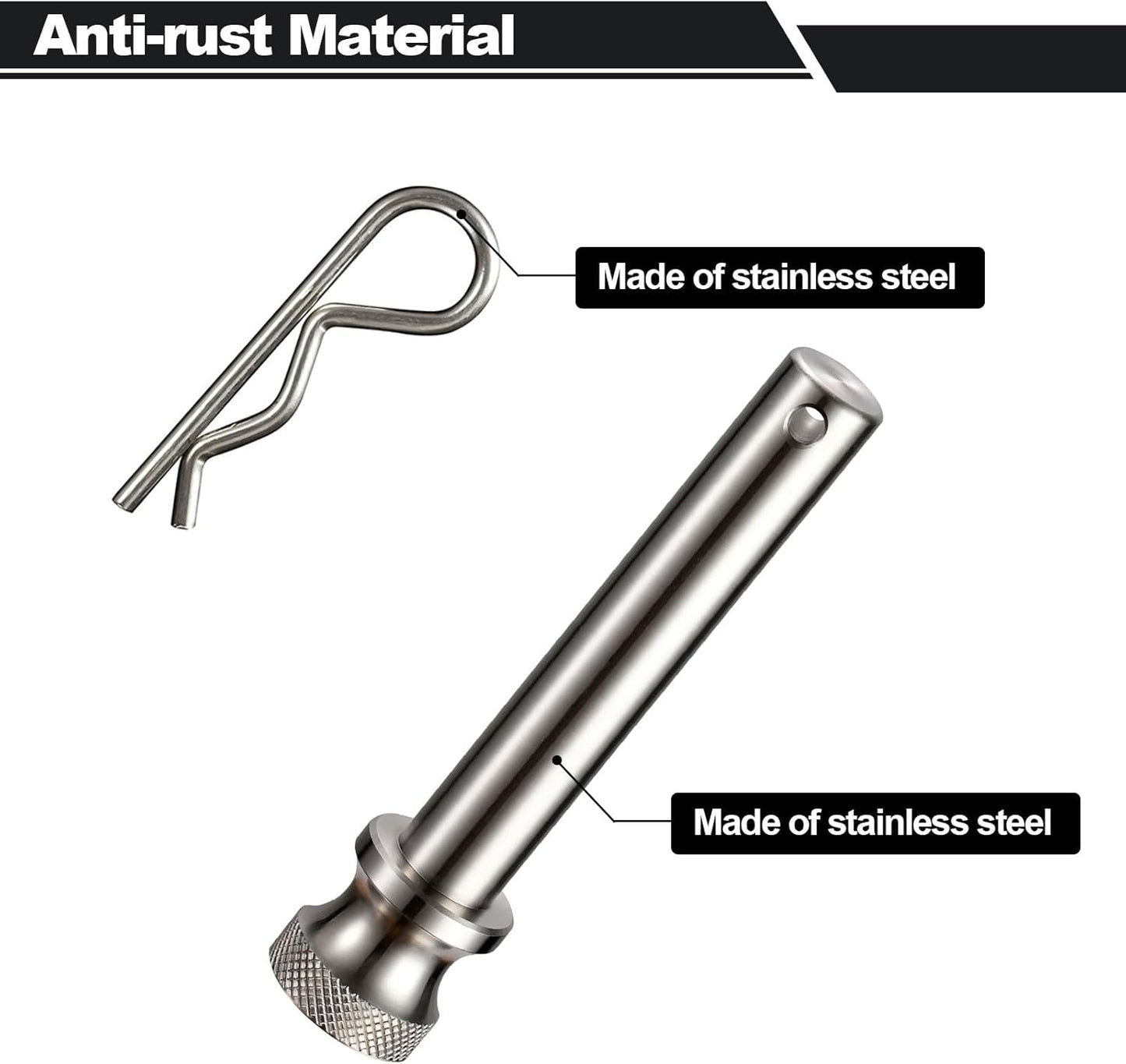 Pasador remolque acero inox 5/8" comp 2-2.5" 1 Pza