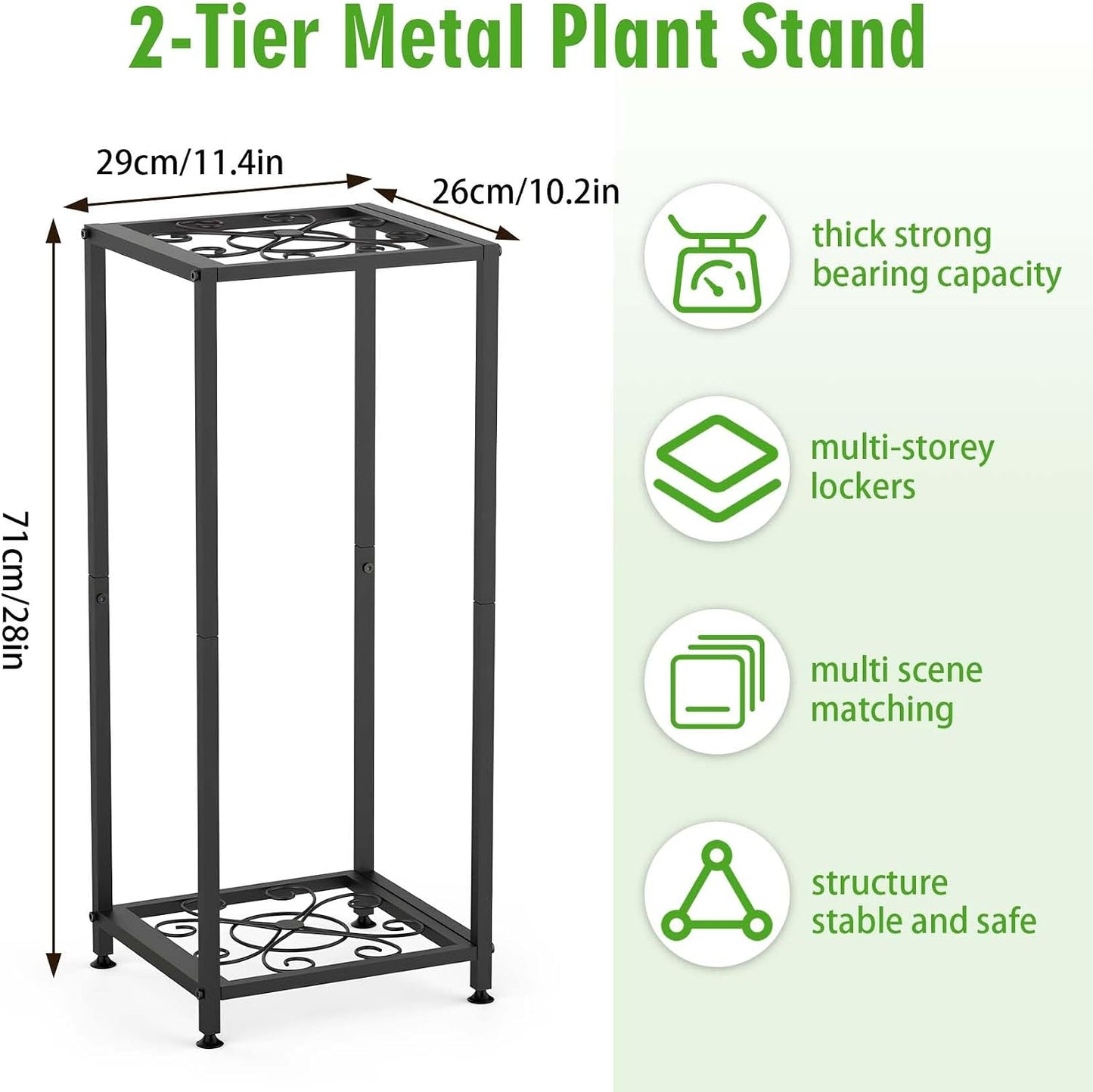 Soporte metal estante cuadrado moderno sala patio negro