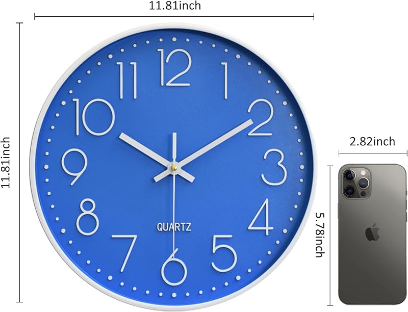 Reloj pared digital 12pulg azul decorativo baño oficina