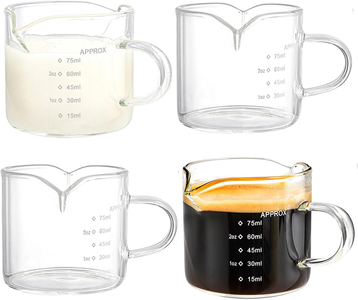 4 Vases Medidores Doble Boquilla 2.5oz para Cafetera