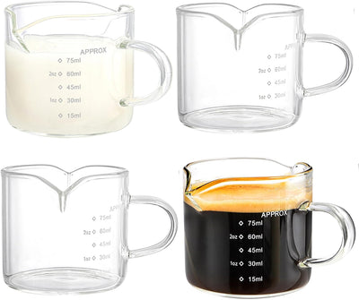 4 Vases Medidores Doble Boquilla 2.5oz para Cafetera
