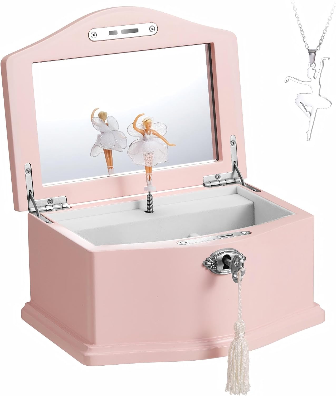 Joyero musical con bailarina y espejo para niñas rosa