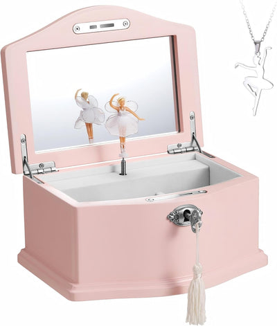 Joyero musical con bailarina y espejo para niñas rosa