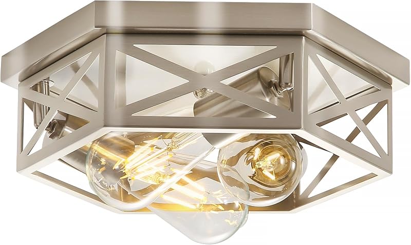 Lámpara techo níquel cepillado 13" 3 luces dormitorio cocina