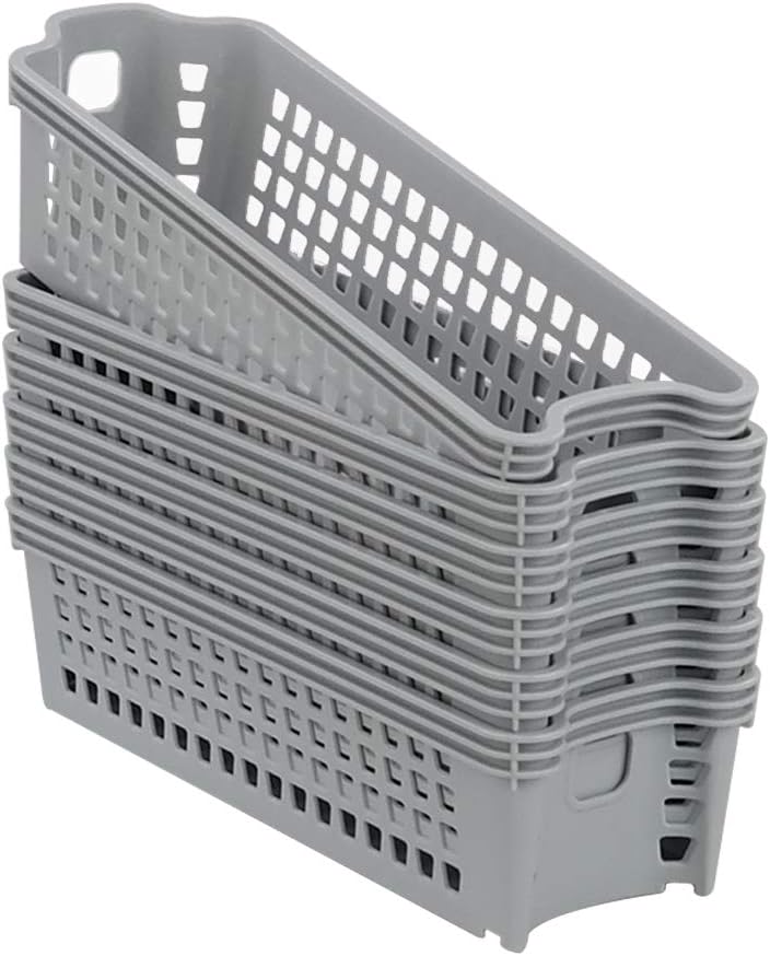 Cestas plástico gris 11x3.74x2.76" 6 Pzas