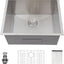Fregadero lavandería empotrado acero inox 23x18"