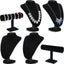 Set 6 pzas soporte joyería barra T busto negro