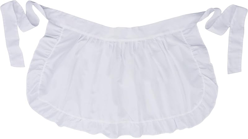 Delantal cintura mujer estilo retro cocina con volantes blanco