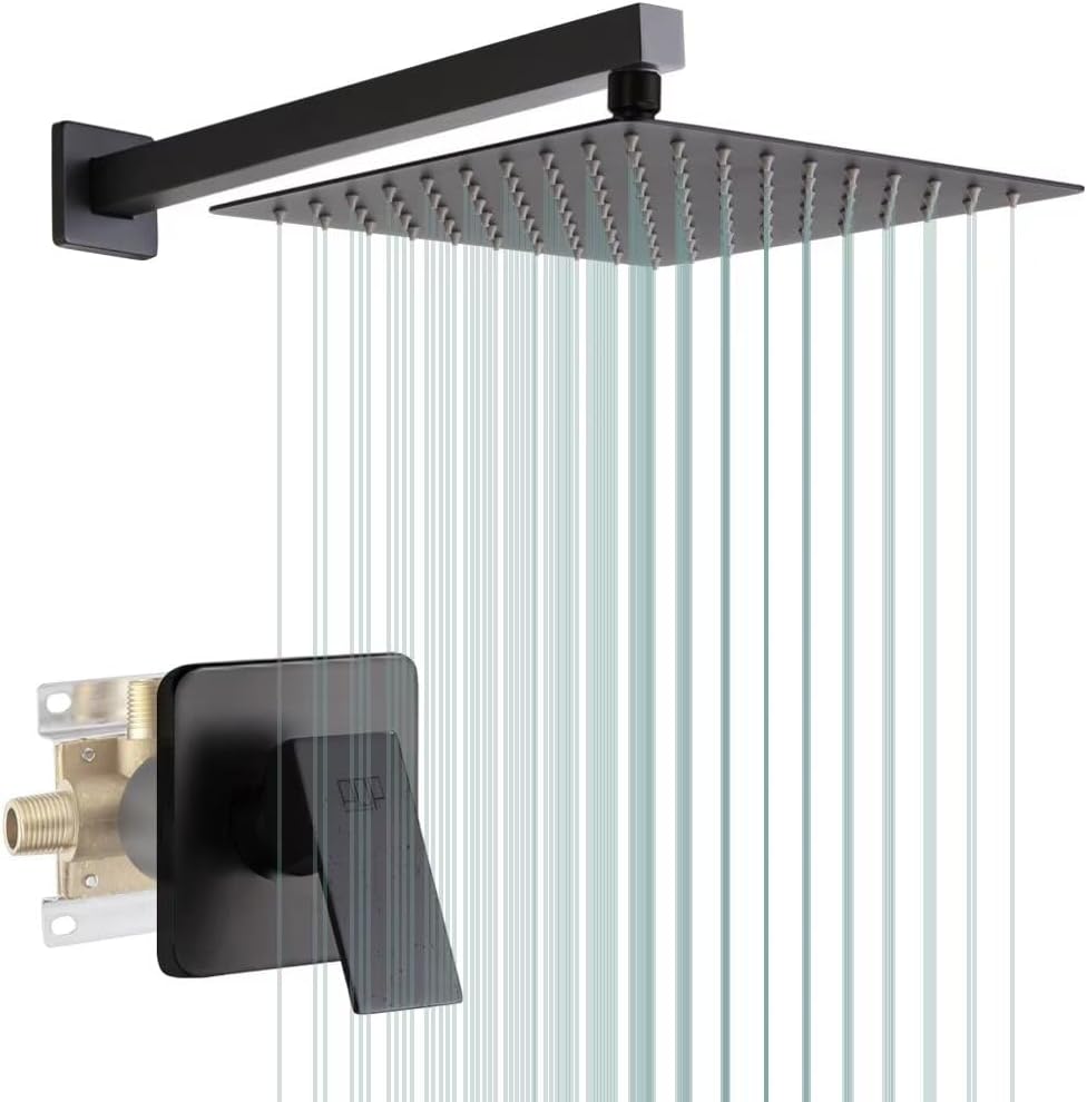 Set llave regadera negro mate acero inox