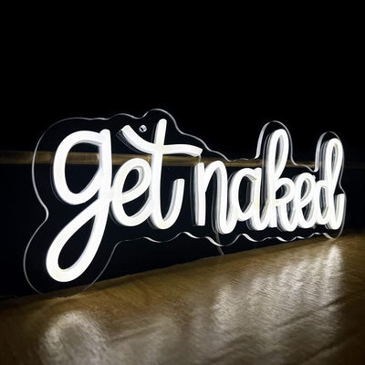 Letrero neón Get Naked para decoración pared boda aniversario