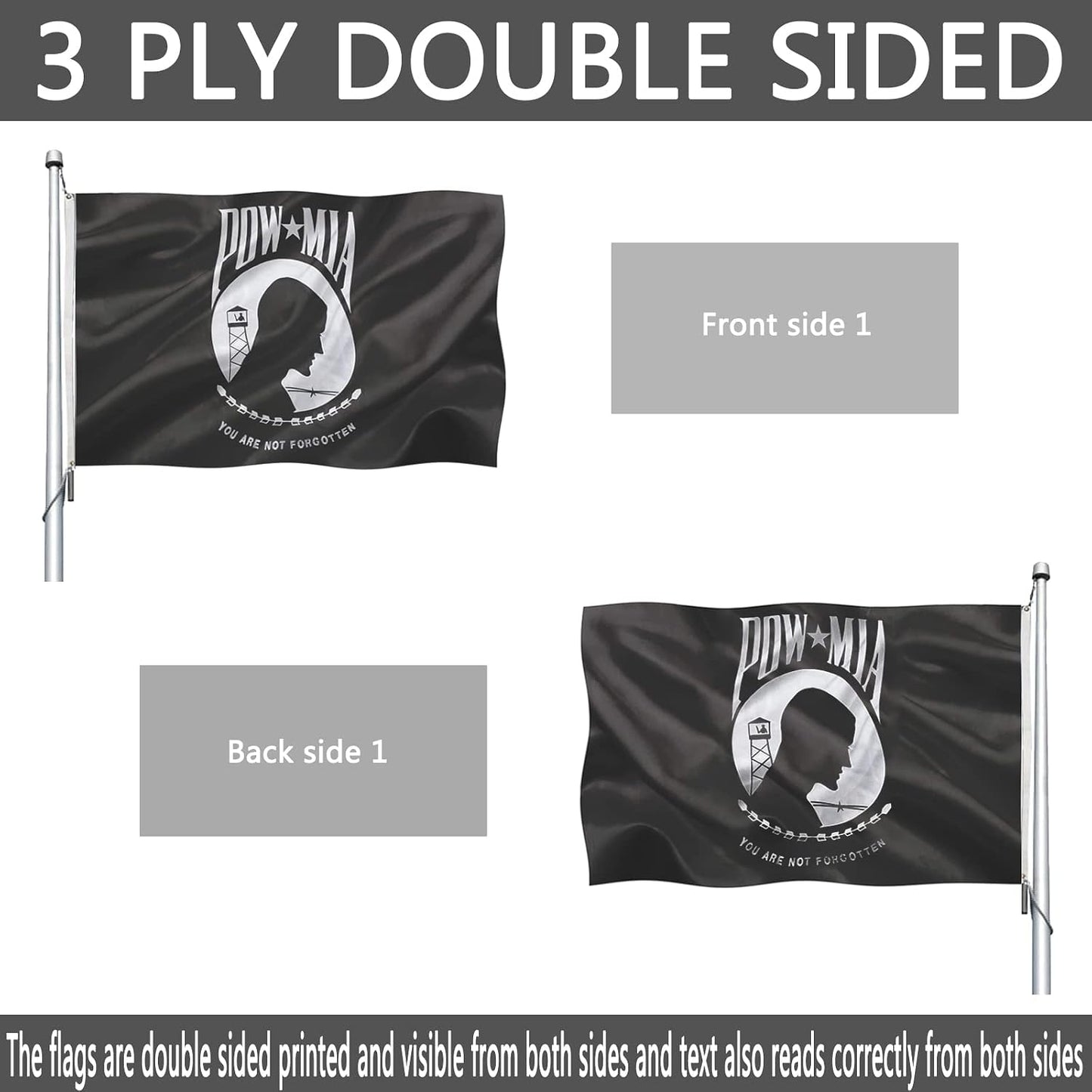 Bandera Mia Pow doble cara 3x5 poliéster latón