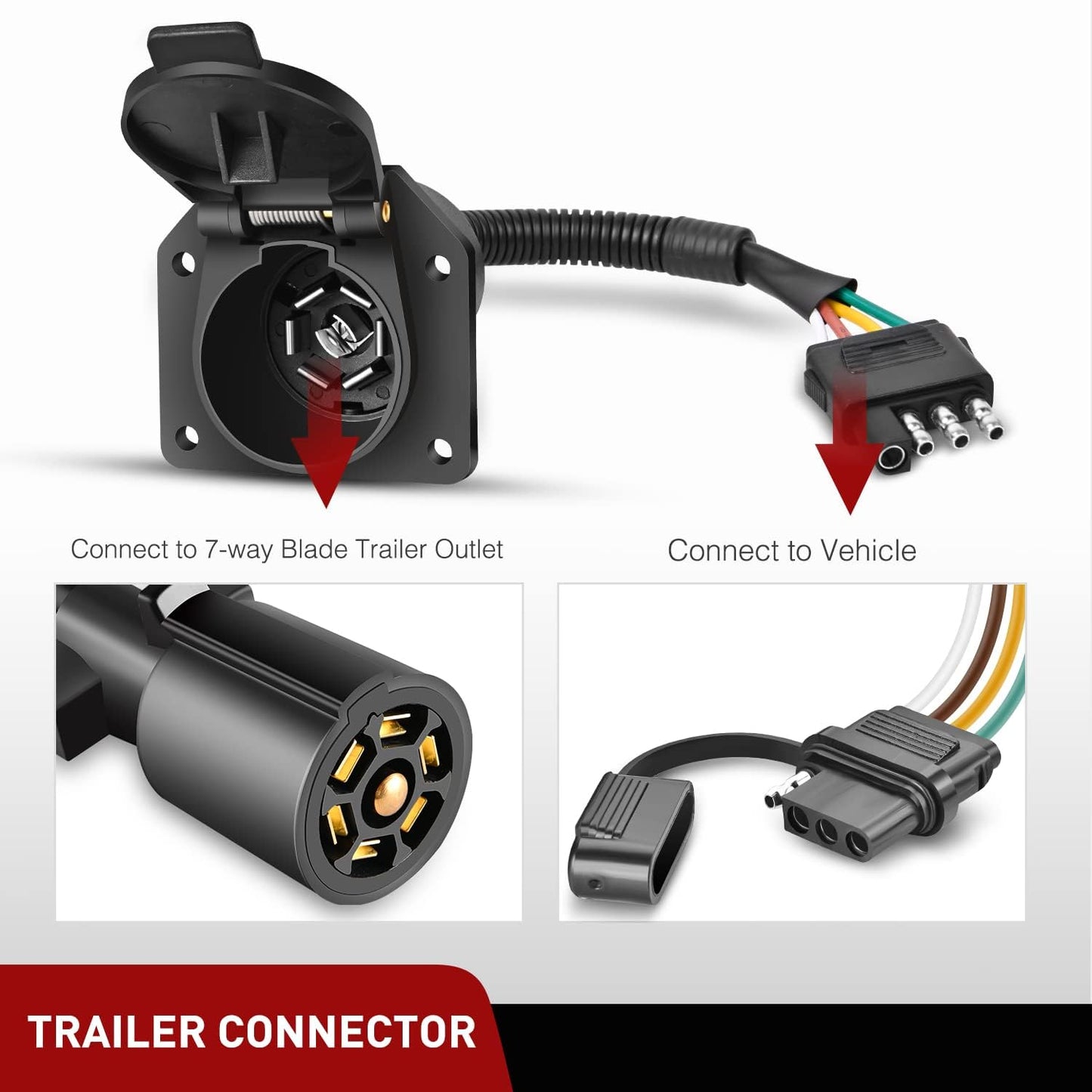 Adaptador remolque 4 vías a 7 vías con soporte