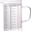 Taza medidora de vidrio transparente con mango y boquilla en V, triple escala