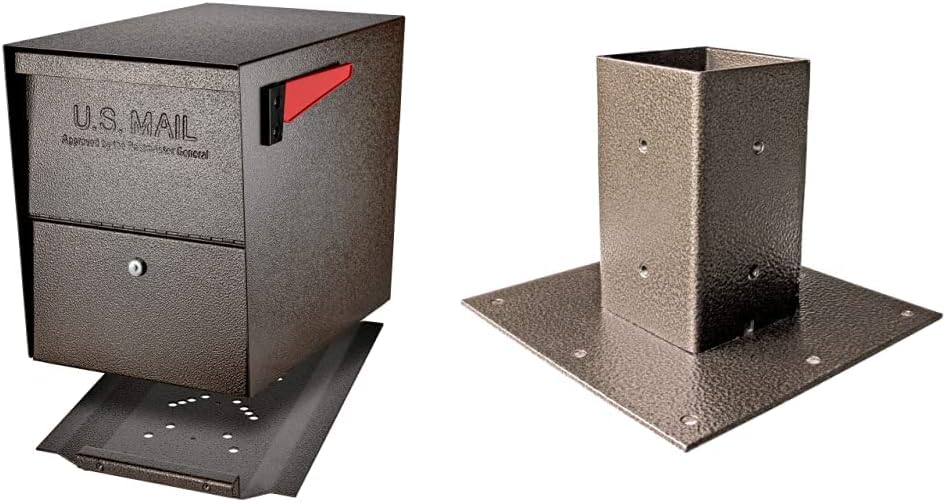 Buzón seguridad bronce 21.5x16.5x12pulg con placa base
