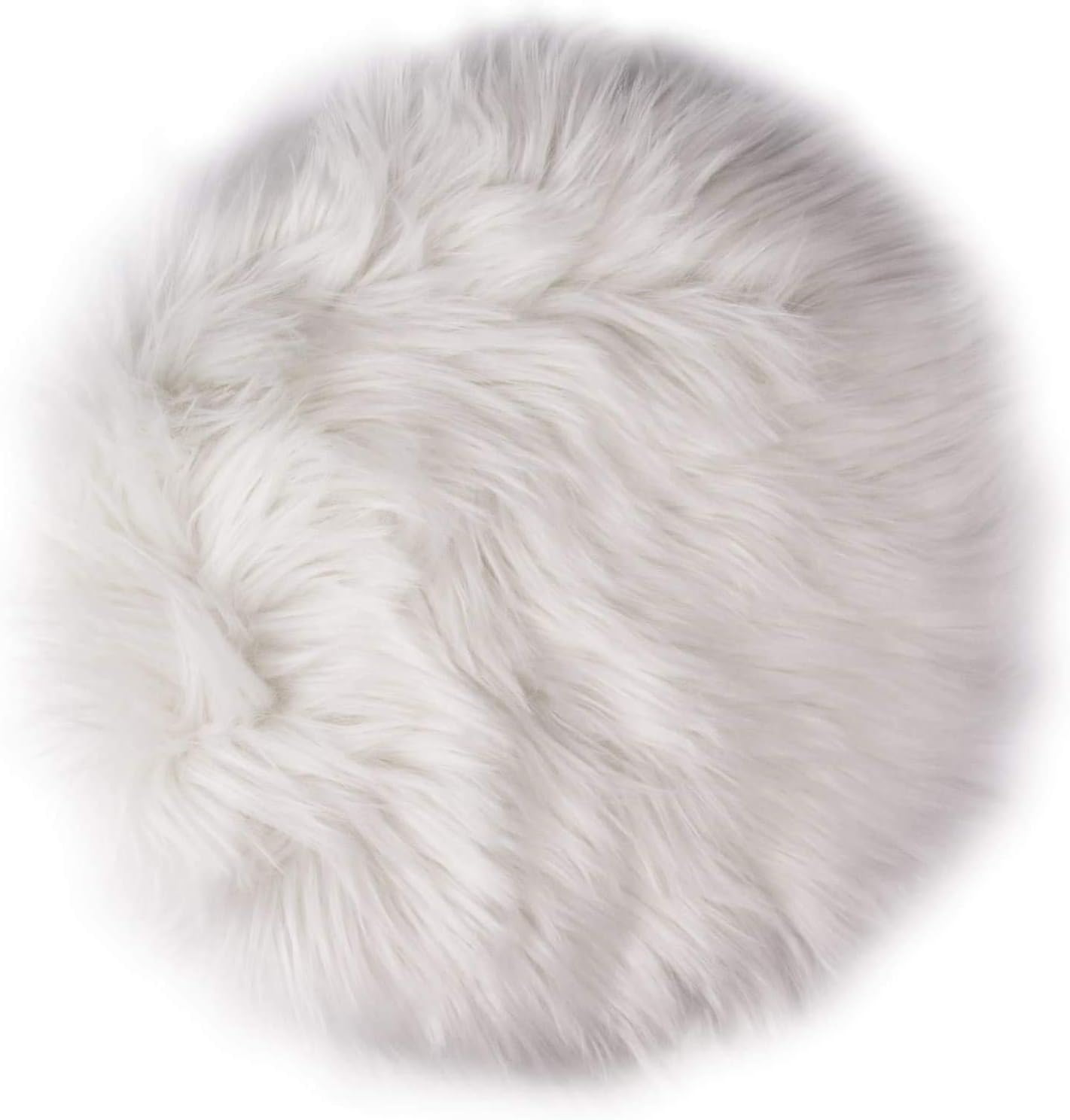 Alfombra redonda piel oveja sintética 12pulg esponjosa blanco