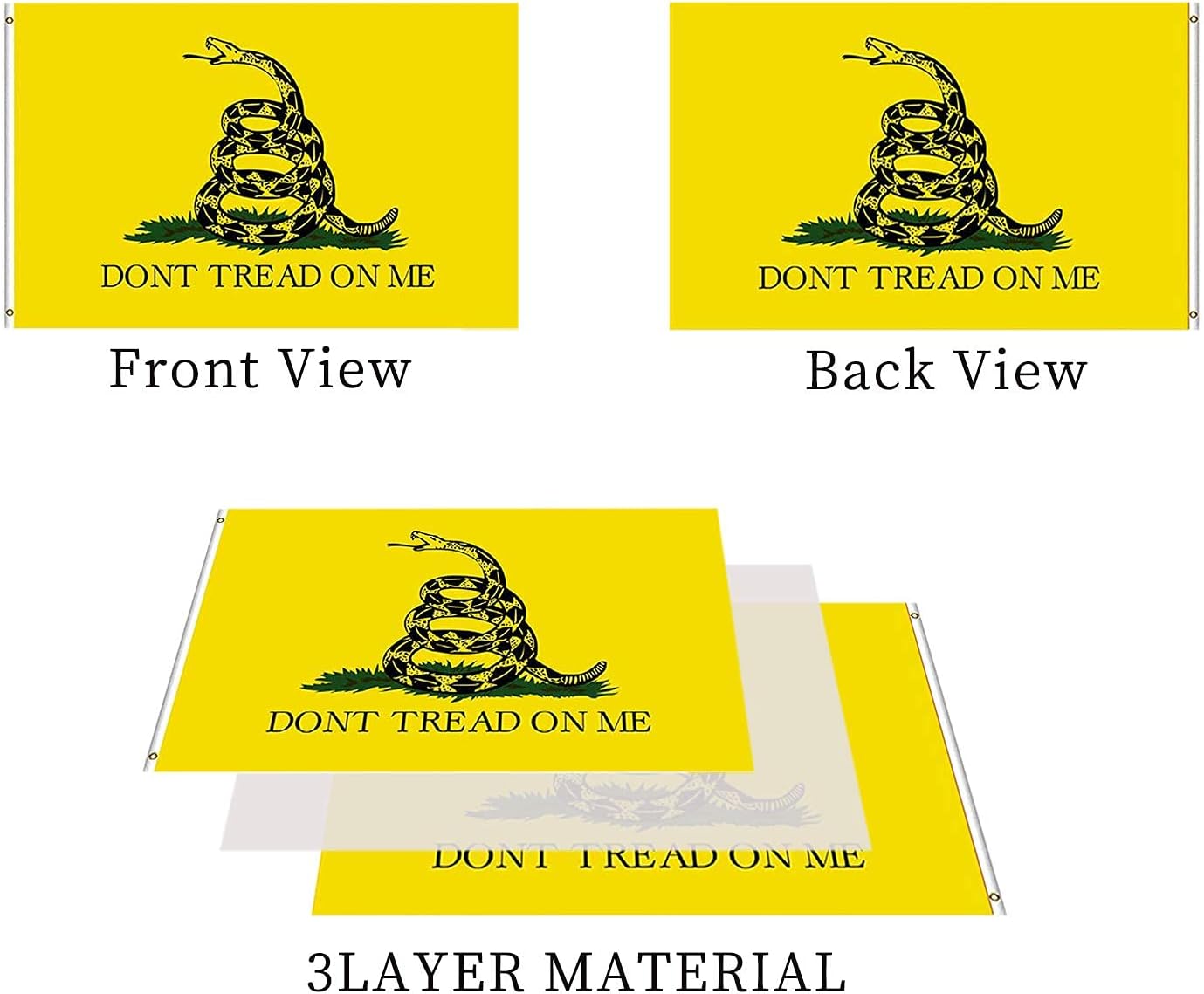Bandera Dont Tread On Me 3x5 poliéster 240D doble cara