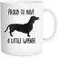 Taza café perro salchicha 11oz texto inglés divertida