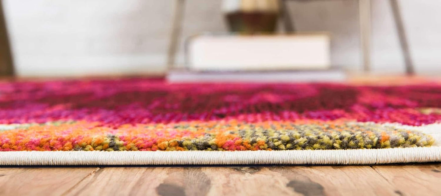 Alfombra área abstracta moderna 5x8ft multicolor