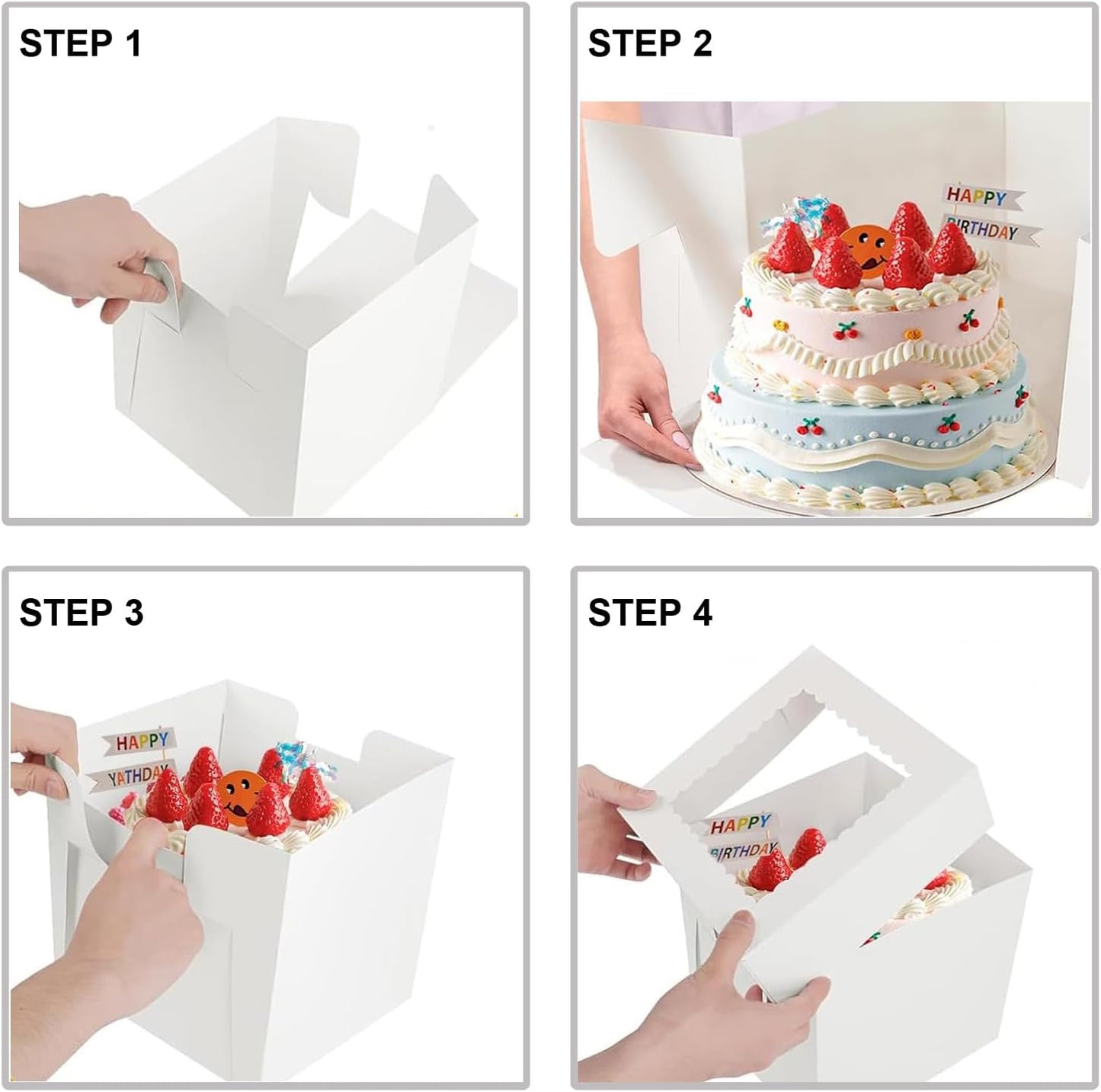 30 Cajas Panadería 10x10x8pulg con Ventana para Pasteles