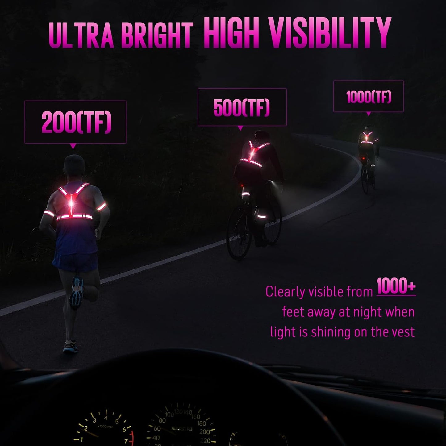 Chaleco Running LED con Luces Recargables para Noche