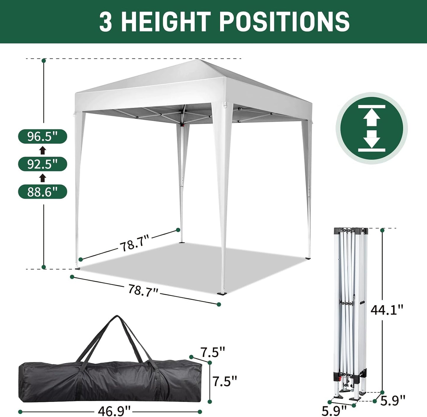Carpa Emergente 6.5x6.5ft Plegable con Bolsa Transporte