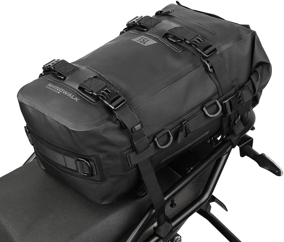 Bolsa trasera motocicleta 15L impermeable profesional negro