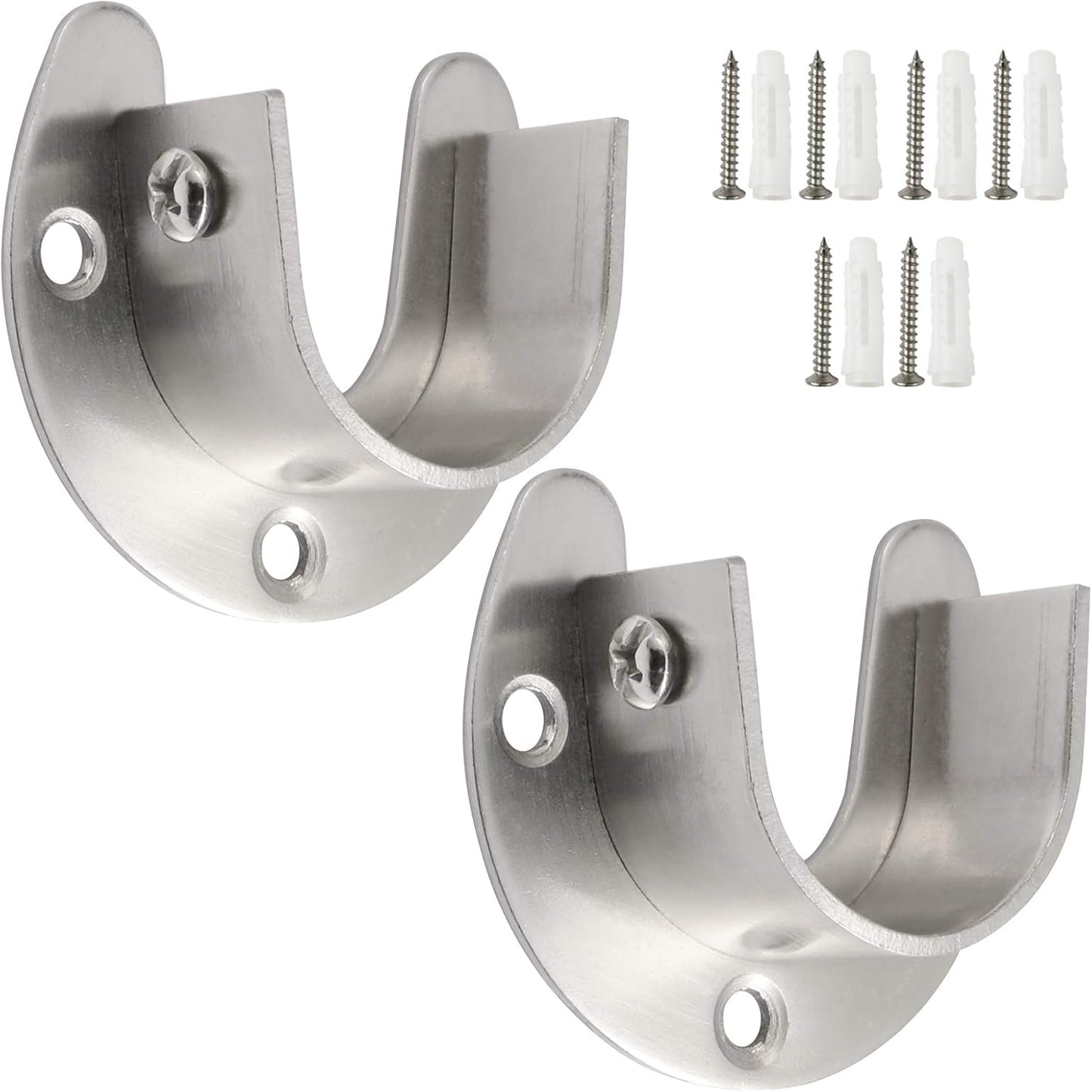 Soportes barra armario 1.25" plateado 2 Uds