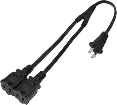 Cable divisor 2 clavijas 5ft negro macho a hembra