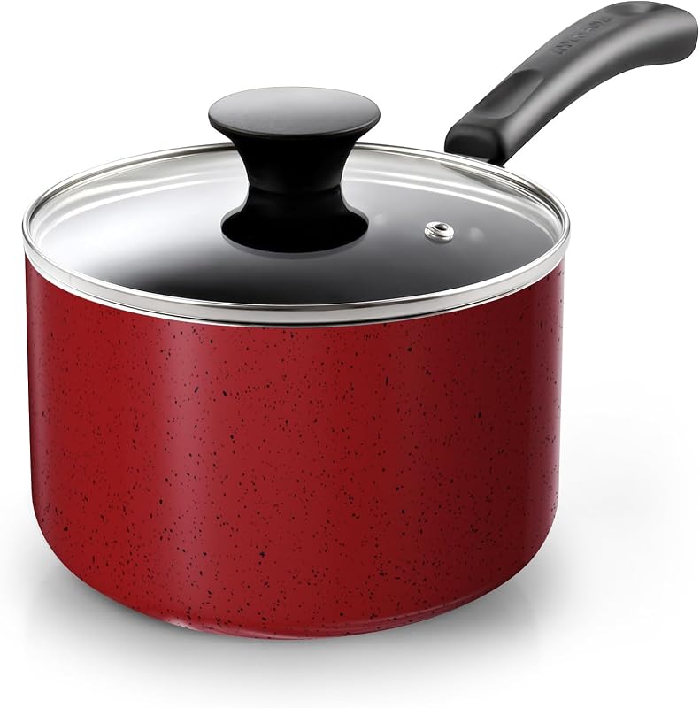 Olla antiadherente aluminio marrón chocolate con tapa vidrio