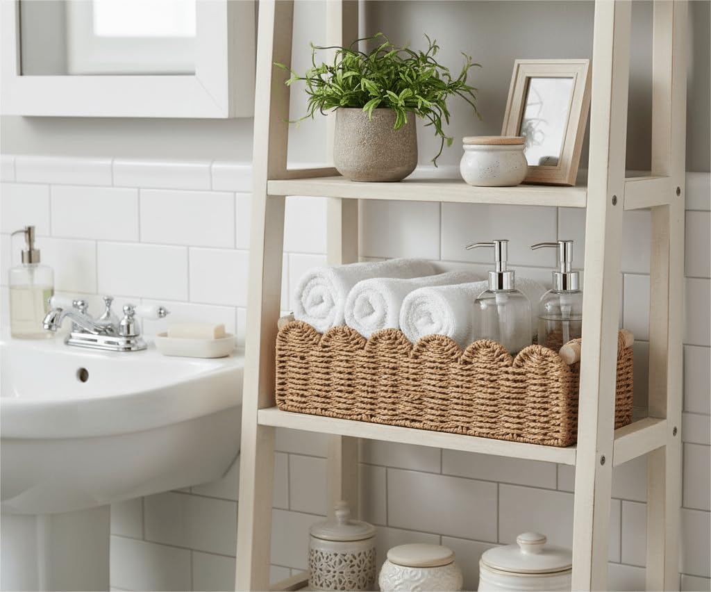 Cesta almacenamiento papel higiénico asa decoración hogar