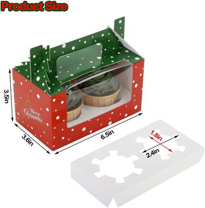 15 Cajas Cupcakes Navidad con Ventana 6.5x3.6"