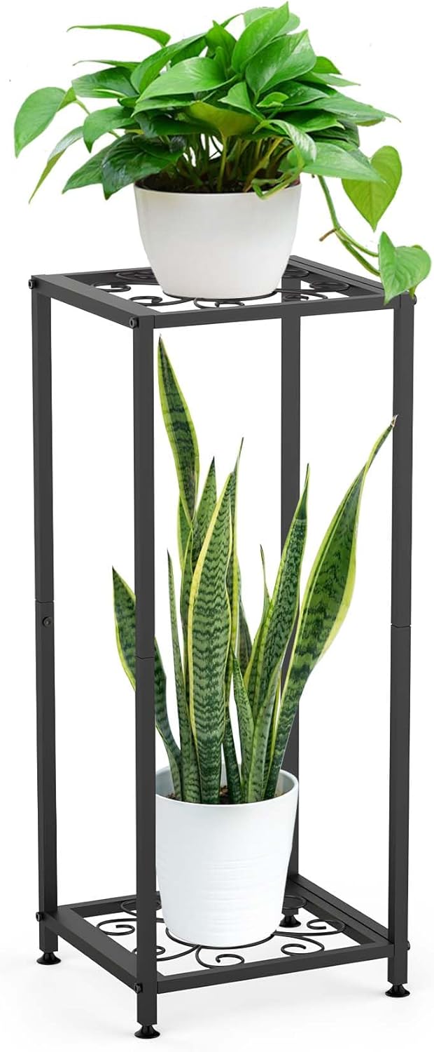 Soporte metal estante cuadrado moderno sala patio negro