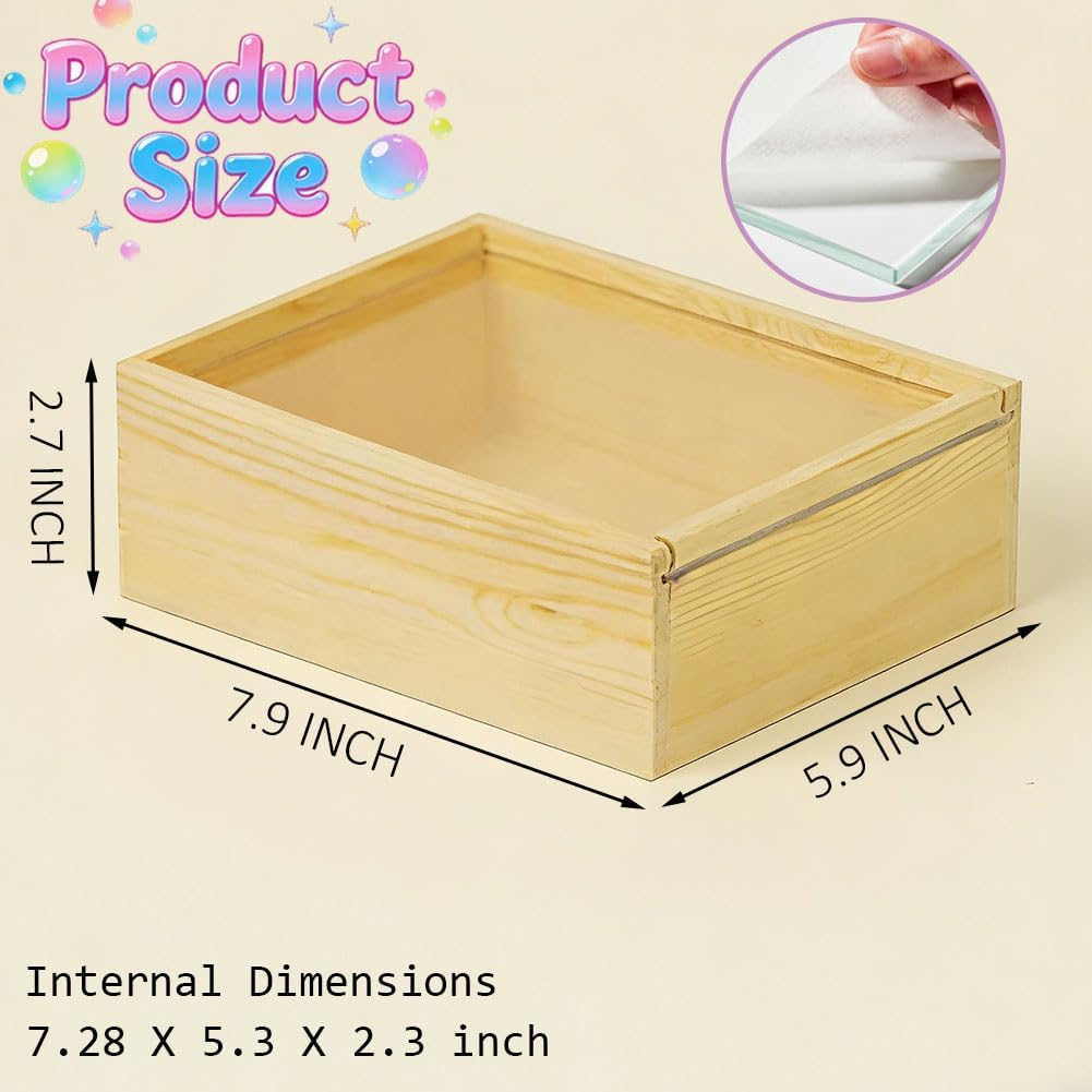 2 Cajas Madera Sin Terminar 7.9x5.9x2.7" Rectangulares