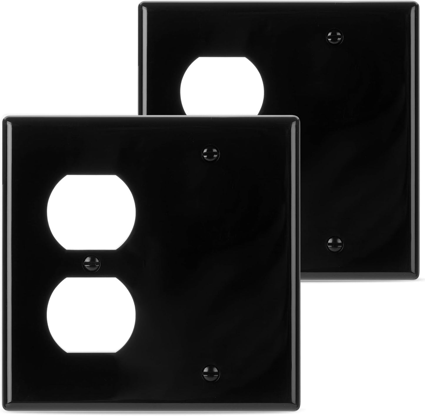 Placa pared 2 bandas 4.5x4.57pulg negro dúplex blanco