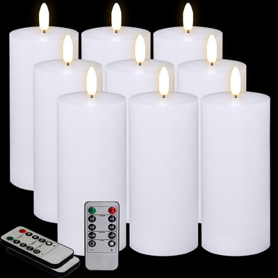 9 Velas LED Sin Llama Plana Control Remoto Bodas Festivales