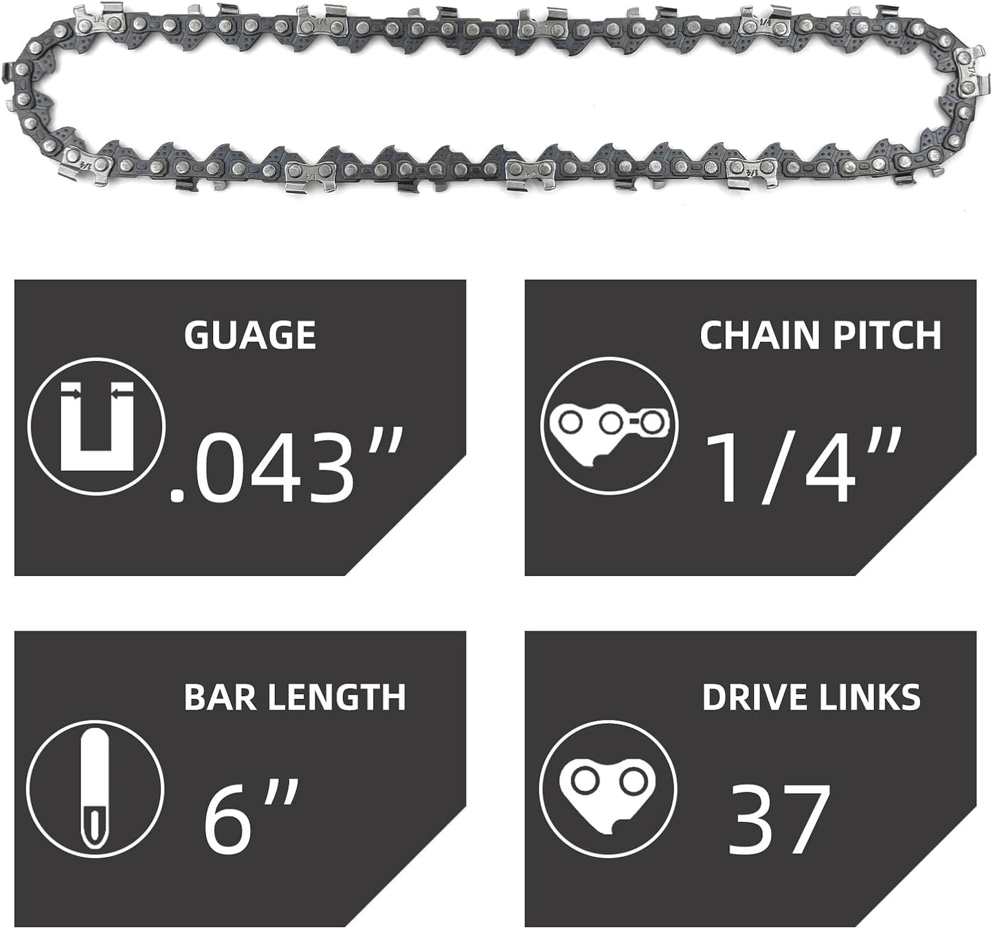 5 Cadenas Motosierra 6" Repuesto Mini 37 Eslabones
