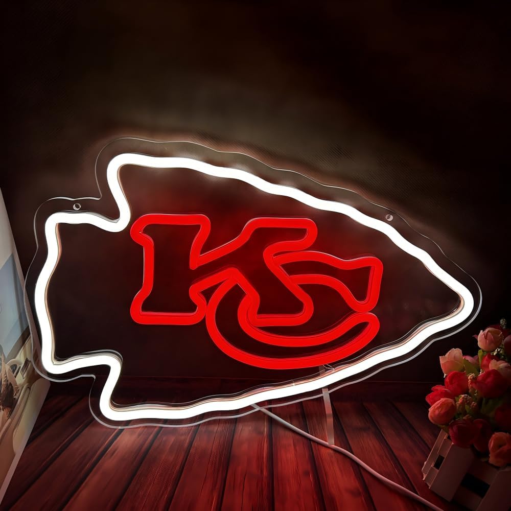 Letrero neón deportivo para Chiefs KC USB regulable