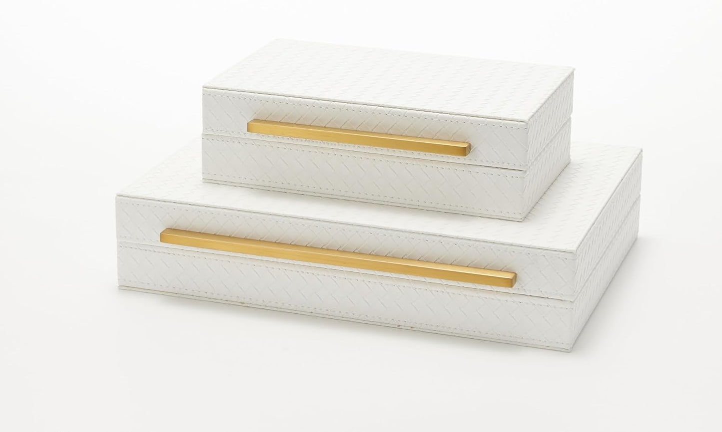 Set 2 Cajas Decorativas Organiz. Joyas y Accesorios Blanco