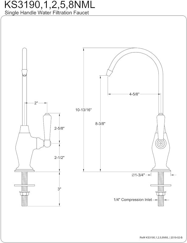 Llave de filtración agua 1/4 giro KB Magellan KS3191NML