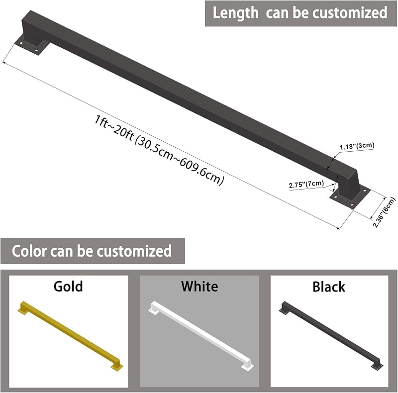 Pasamanos hierro negro para escalera 5ft capacidad 500lb
