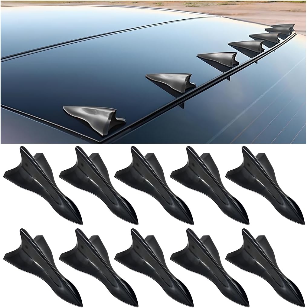 Kit 10 aletas tiburón difusoras aire coche universal negro