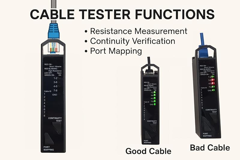 Probador cables RJ45 3en1 para Cat5e/Cat6/Cat8