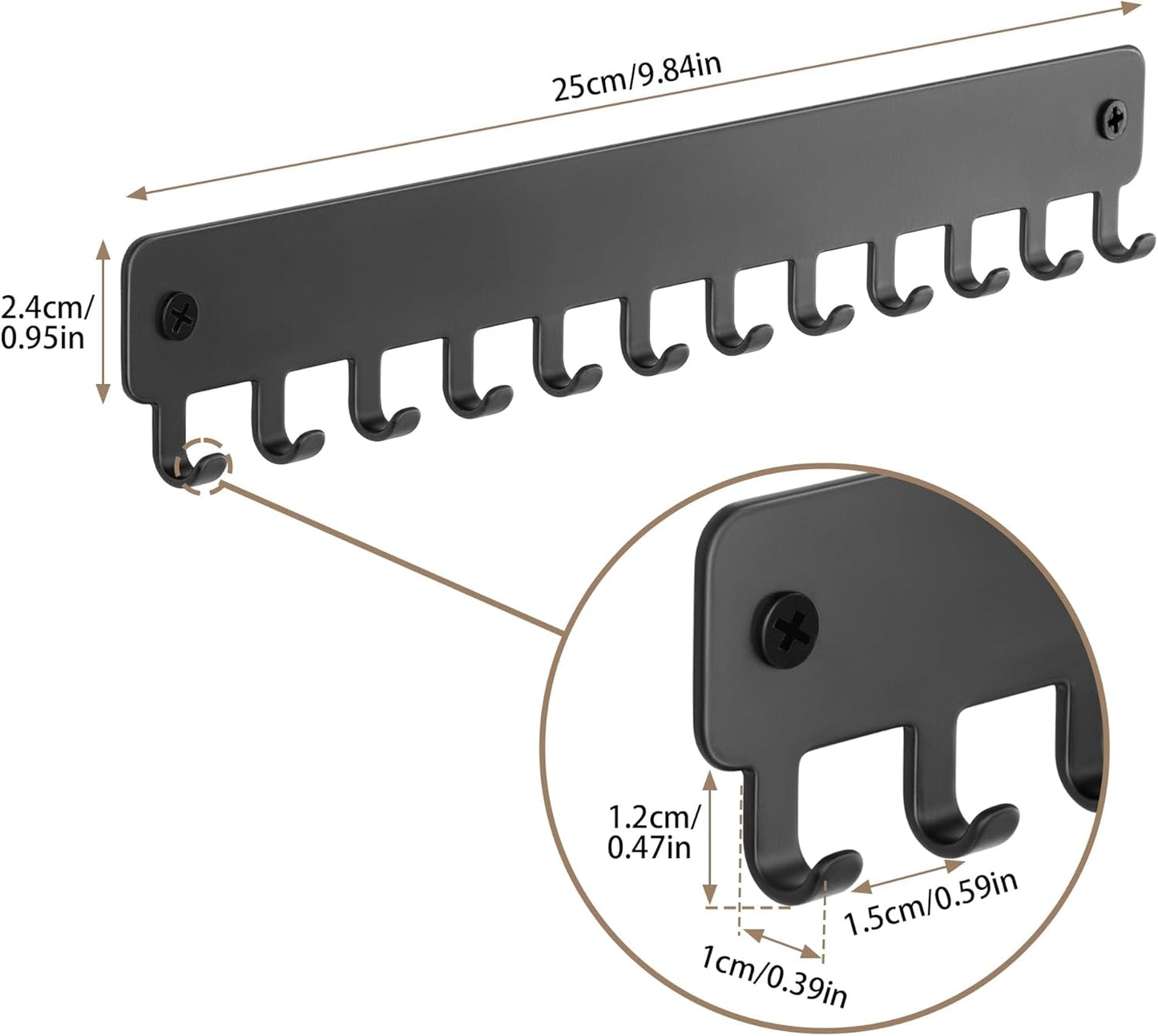 Organiz. collar perforado soporte pared ganchos 2 Uds negro