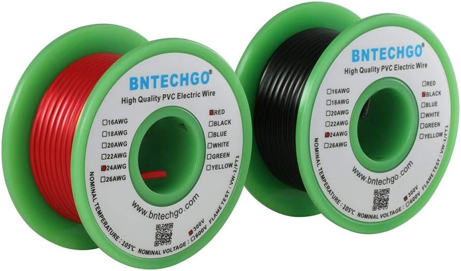 Cable eléctrico PVC 24 AWG 1007 50pies rojo y negro