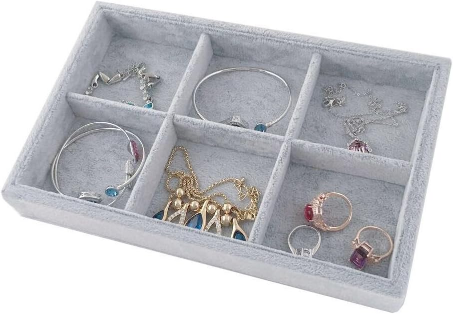 Organiz. joyas terciopelo 6 rejillas apilable cajón