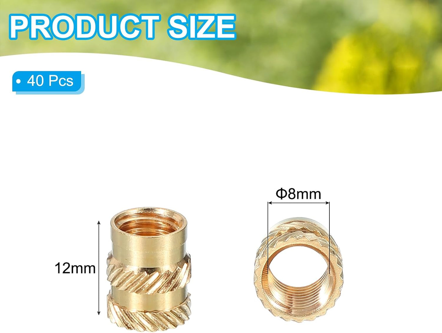 Inserto roscado M8x12x10 mm latón 40 pzas